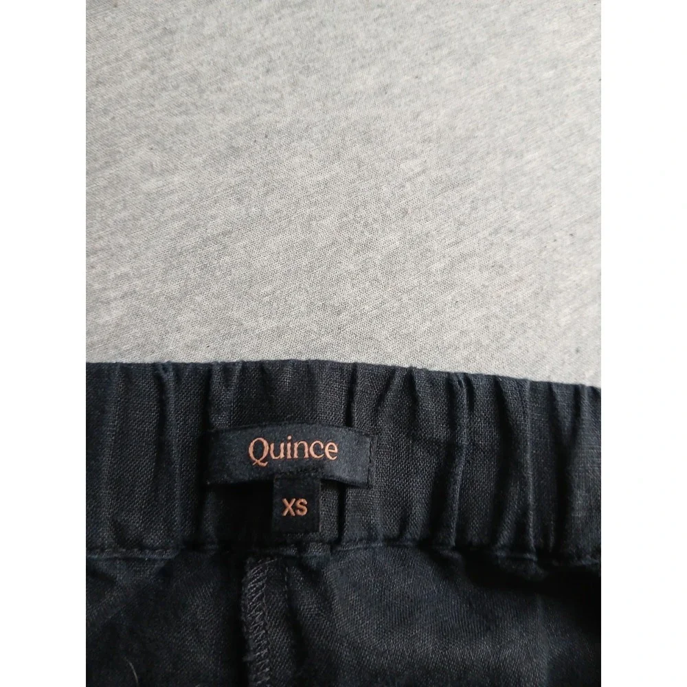 Quince Pants XS 100 Linen Crop Minimalist  Comfort Pull On Boho Stretch